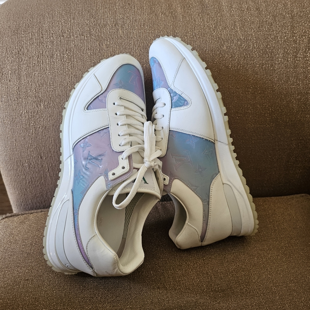 Louis Vuitton White/Iridescent Leather  & PVC Run Away Sneakers UK 9.5/US 10.5 - Picture 10 of 16